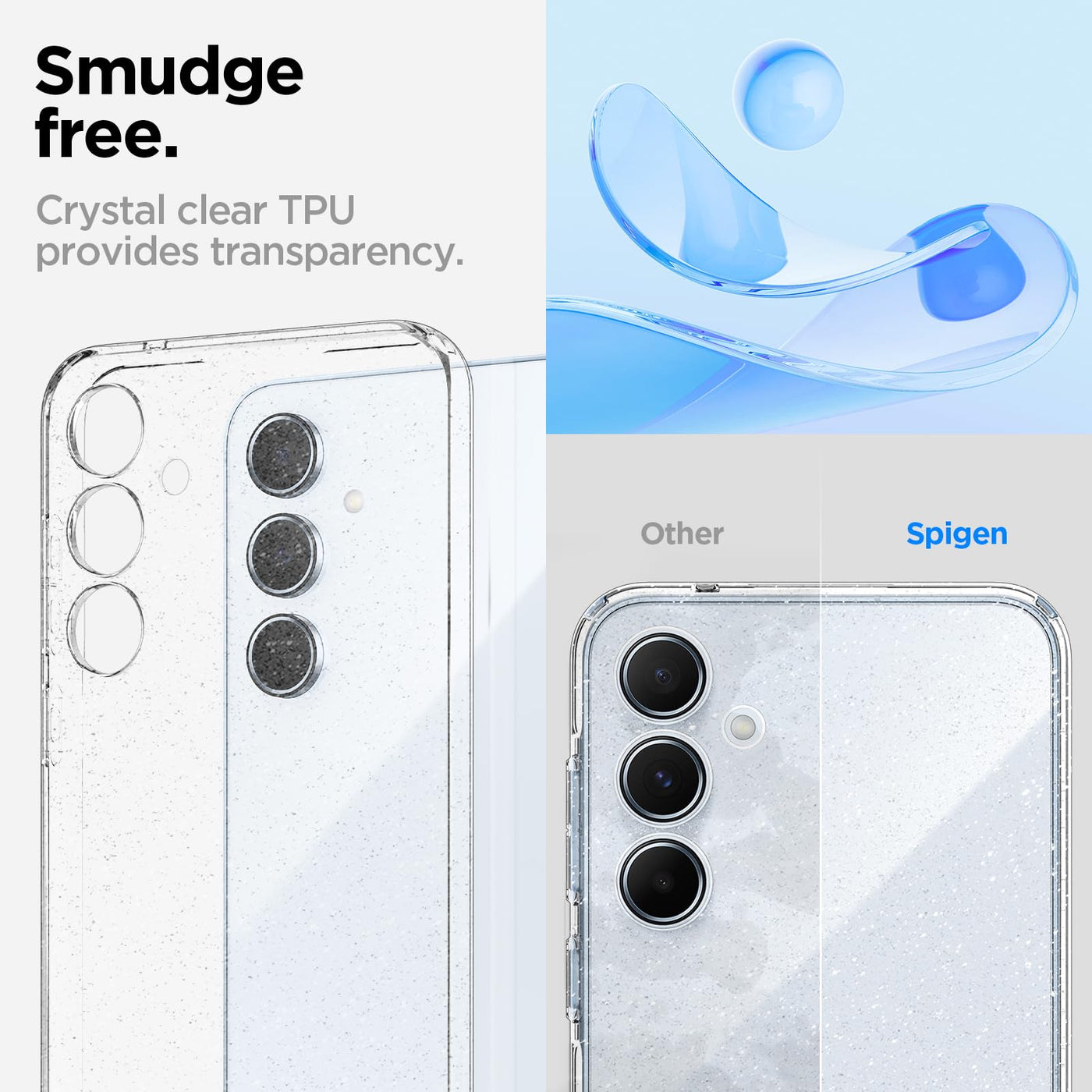 Spigen Liquid Crystal Glitter Hülle Kompatibel mit Samsung Galaxy A55 5G -Crystal Quartz