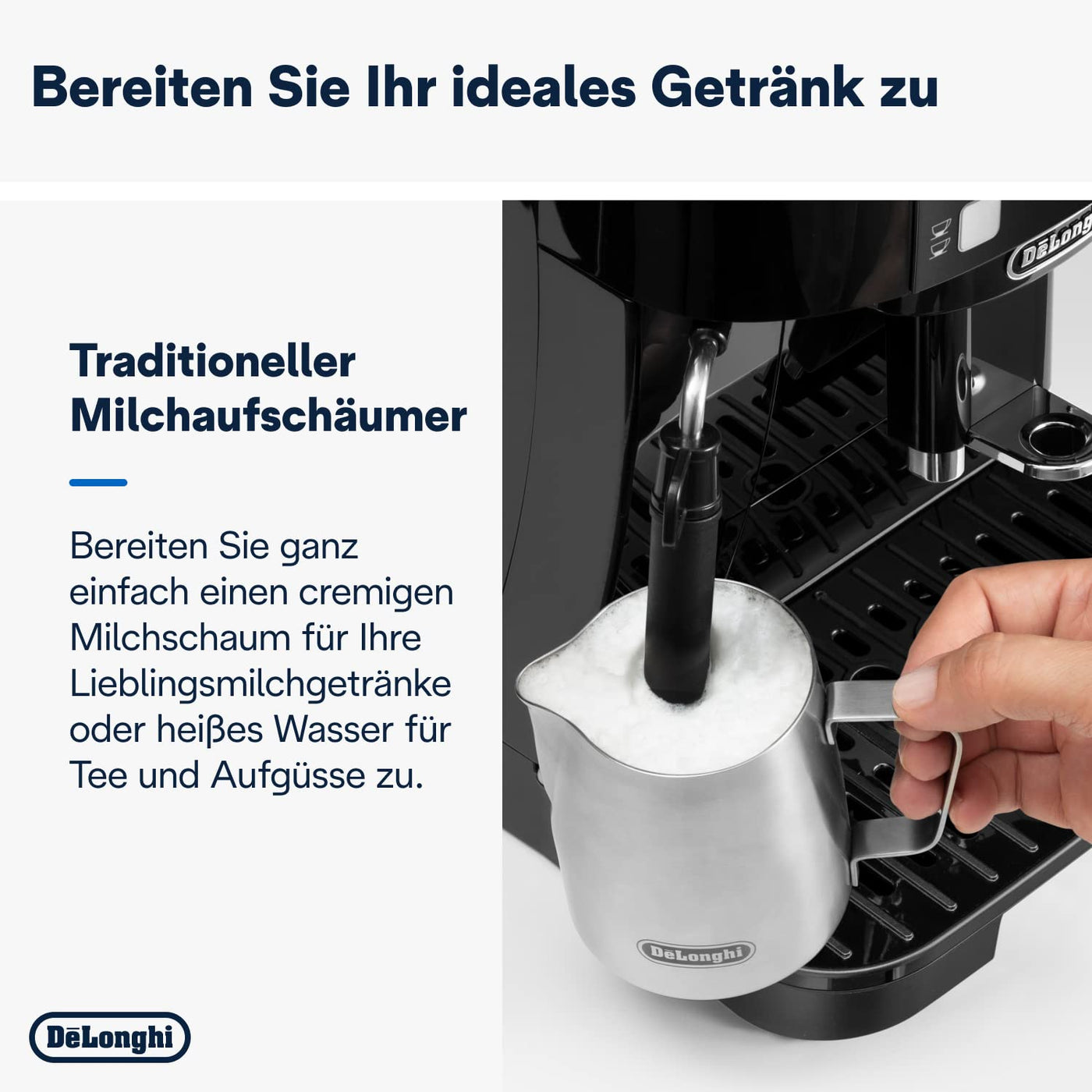 De'Longhi Magnifica S ECAM11.112.B, Kaffeevollautomat mit Milchaufschäumdüse für Cappuccino, mit Espresso Direktwahltasten und Drehregler, 2-Tassen-Funktion, Schwarz