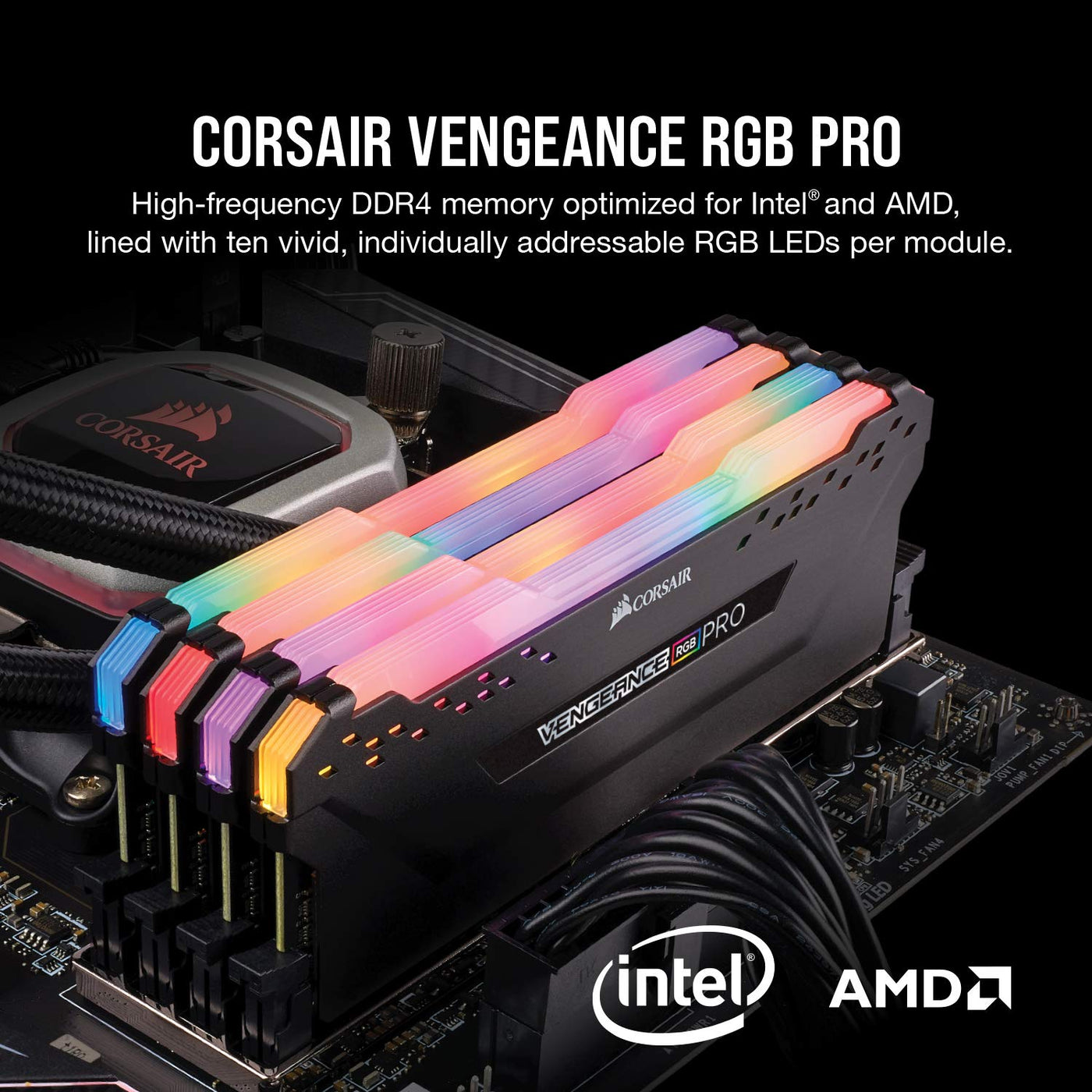 Corsair Vengeance RGB PRO 32GB (2x16GB) DDR4 3600 (PC4-28800) C18 Desktop Memory – schwarz