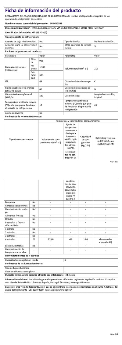 Bauknecht GT 219 A3+ Gefriertruhe/ Gefrieren: 215 L/ Supergefrieren/ SapceMax/ Innenbeleuchtung/ ECO Energiesparen/ Kindersicherung