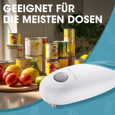 HAUSHOF Elektrischer Dosenöffner, One Touch Dosenöffner, Automatische 360°-Drehung & Automatischer Stopp, Küchenhelfer für Köche, ältere Menschen, Kinder & Verletzte, Mit 4 AA-Batterien, Blau