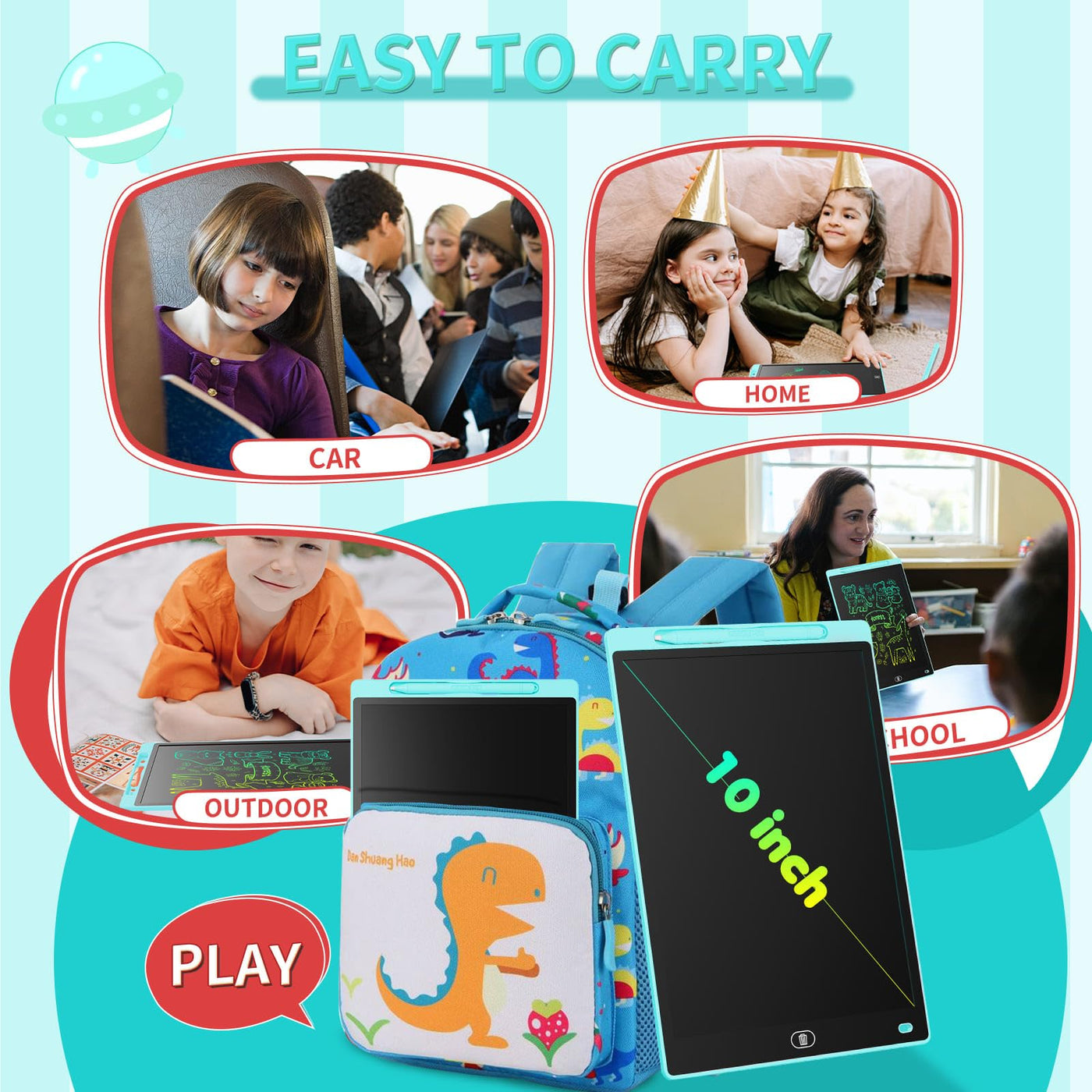 Genialba LCD Schreibtafel 10 Zoll, Buntes LCD Schreibtablett, Geschenk für Kinder, LCD Writing Tablet, Elektronischer Tablette, Grafiktablett für Kinderspiele 2 3 4 5 6 7 Jahre Jungen Mädchen (Blau)