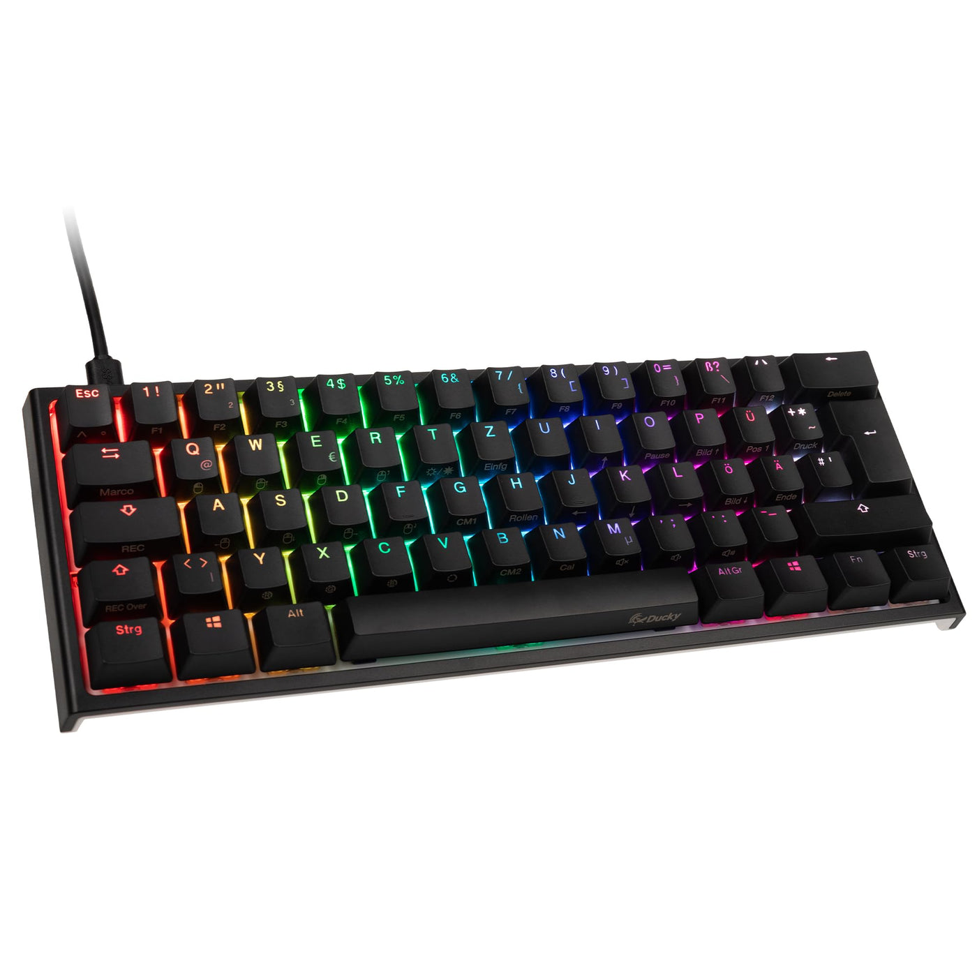 Ducky ONE 2 Mini Gaming Tastatur, RGB-LED Gaming Keyboard, Cherry MX-Brown, Mechanische Tastatur, TLK-Mini-Version 60% Key Layout, Mechanische Tastatur mit USB C Stecker, Abnehmbare Kabel, Schwarz