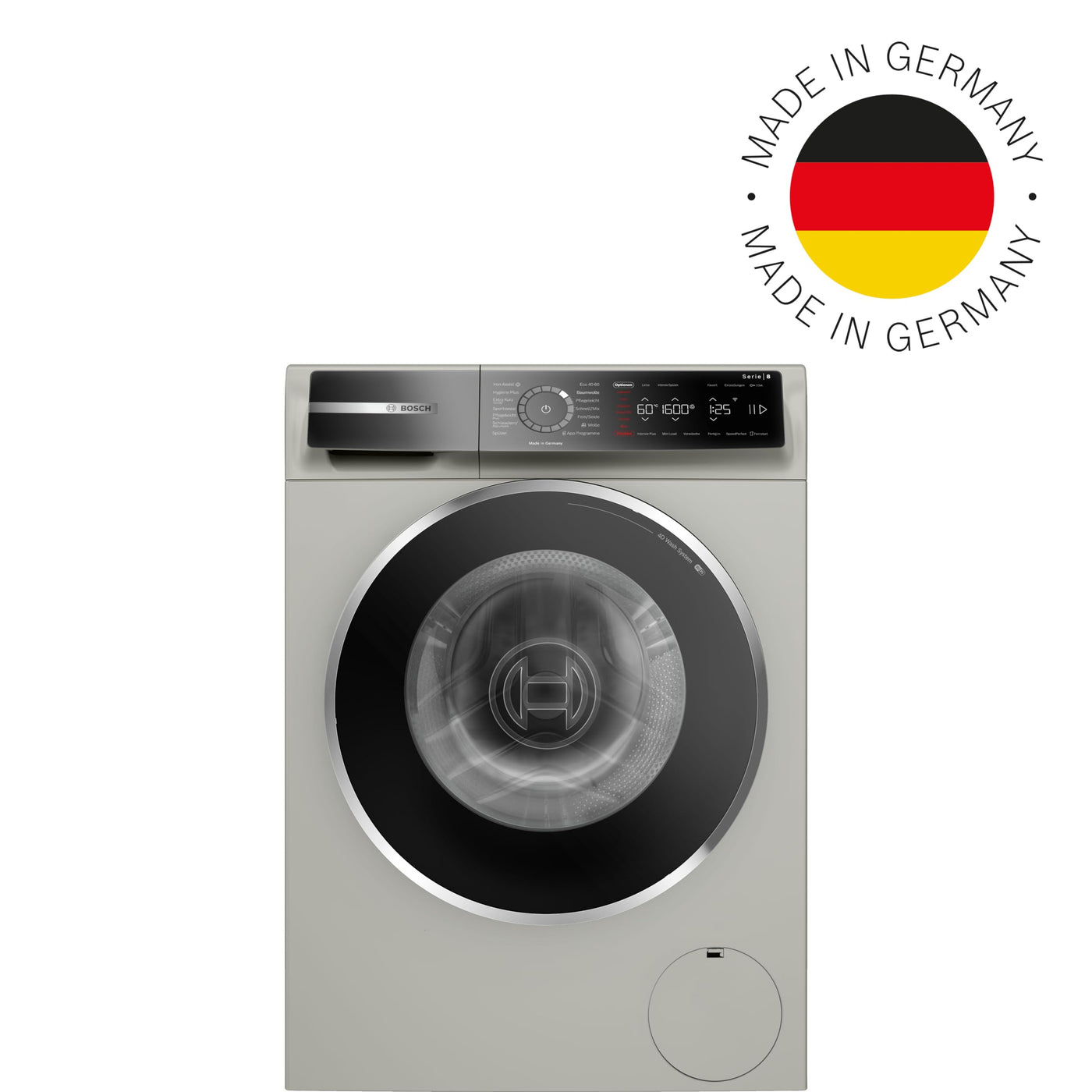 Bosch WGB2560X0 Serie 8 Smarte Waschmaschine, 10kg, 1600 UpM, Made in Germany, Active Water Plus Maximale Energie- und Wasserersparnis, Iron Assist Dampf zum Entknittern, Mini Load