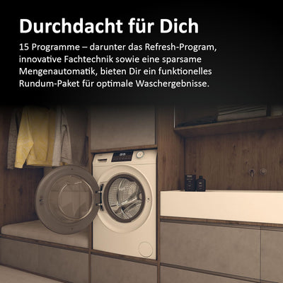 Haier Frontlader Waschmaschine 8kg I I-PRO SERIE 1 HW80-BP14929 I Washing Machine mit A-Effizienz, 1.400 U/Min. & sparsamem Inverter-Motor I Inkl. Refresh- sowie Expressprogramm und Mengenautomatik