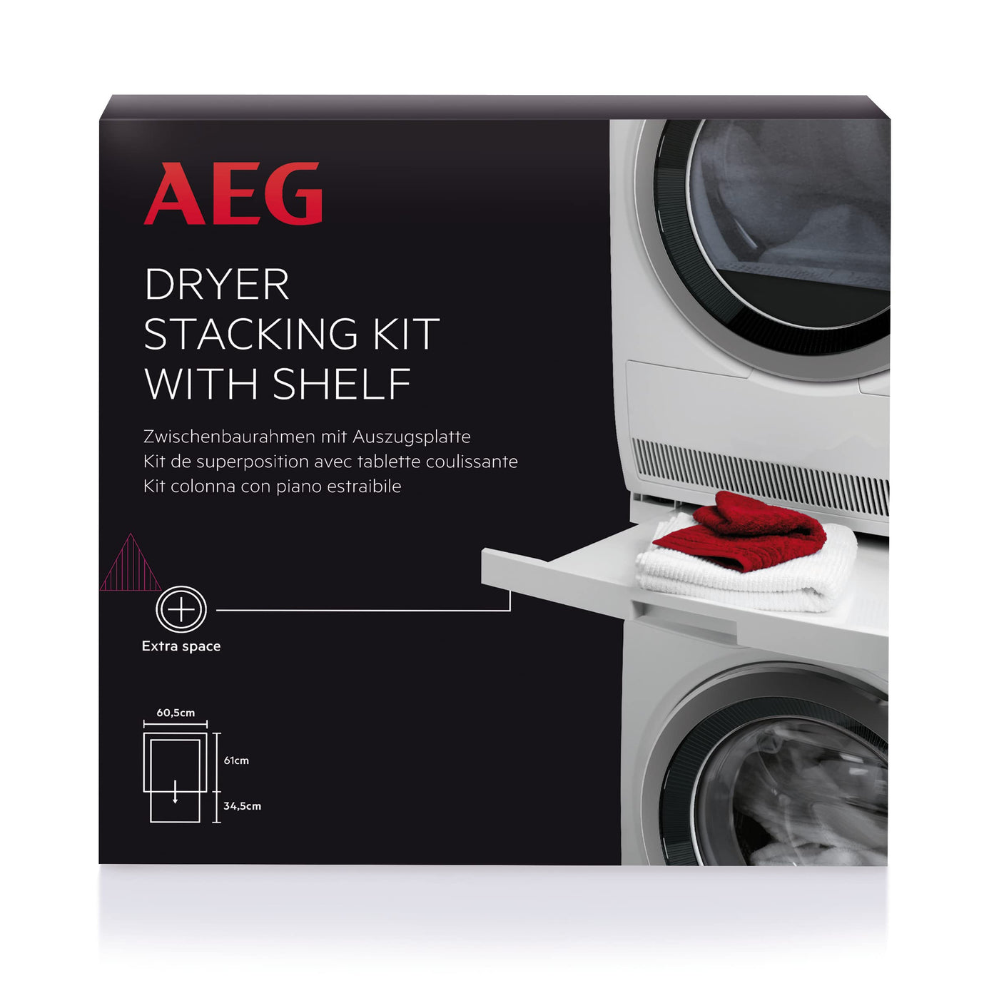 AEG Bausatz Wasch-Trocken-Säule SKP11GW3 / herausziehbare Arbeitsfläche / für AEG Waschgeräte / 52-67 cm Gerätetiefe / ergonomische Arbeitshöhe / Weiß