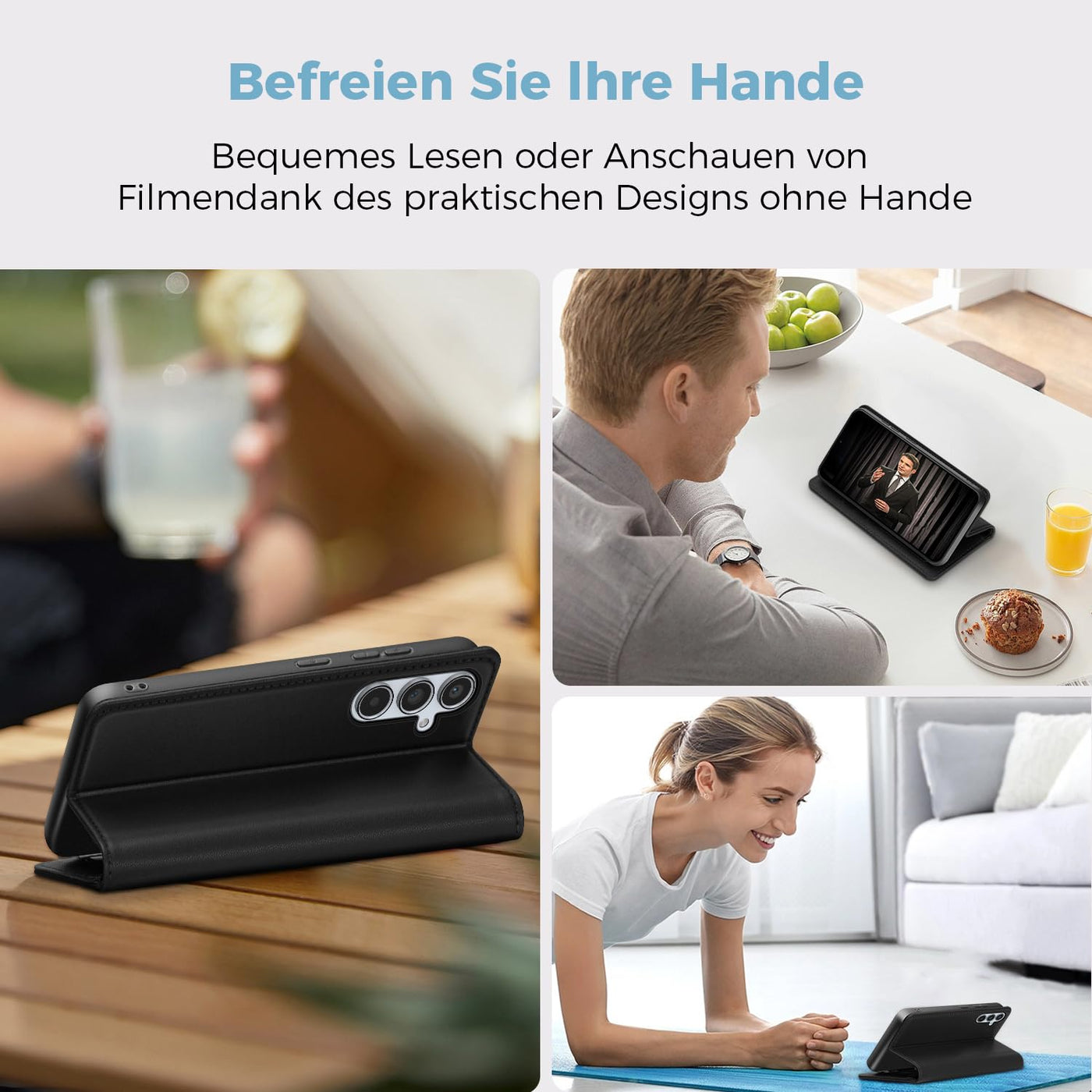 Handyhülle für Samsung Galaxy A55 5g Hülle, Premium Lederhülle Schutzhülle Tasche für Samsung A55 Hülle Wallet Kartenfach Standfunktion Klappbar Flip Case für Galaxy A55 5g Hülle, Schwarz