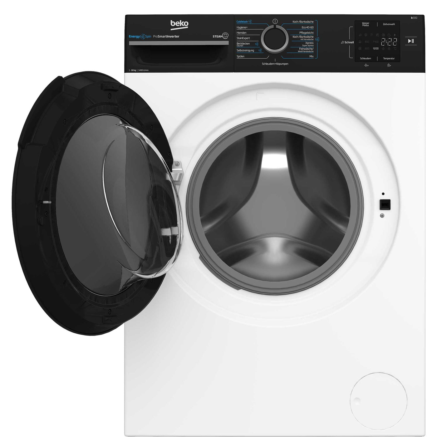 Beko BM3WFU31041R Waschvollautomat, Waschmaschine, 10 kg, EnergySpin, Schleuderwahl 1400 U/min, SteamCure Dampffunktion, allergikergeeignet, AquaWave Schontrommel, Weiß