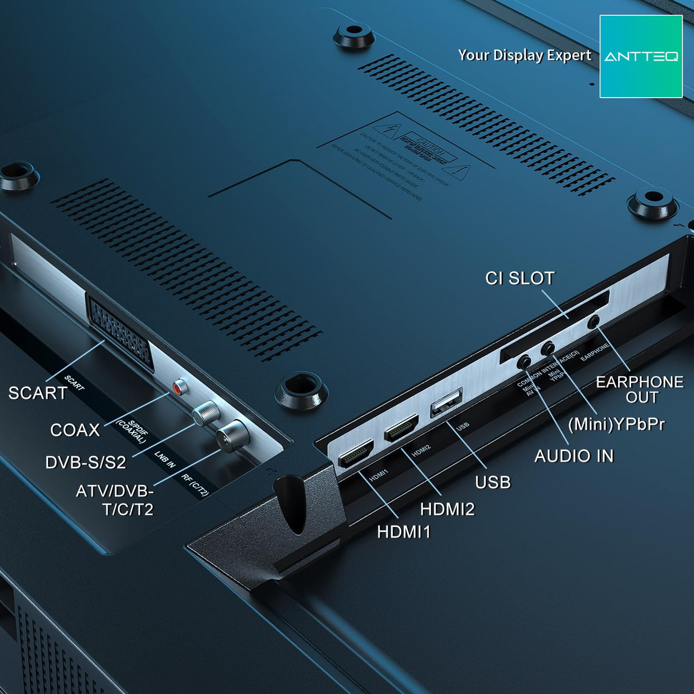 Téléviseur Antteq AB42D1 42 pouces (TV 107 cm), Dolby Audio, LED, triple tuner DVB-C / T2 / S2, CI+, HDMI, lecteur multimédia via USB, sortie audio numérique, mode hôtel inclus