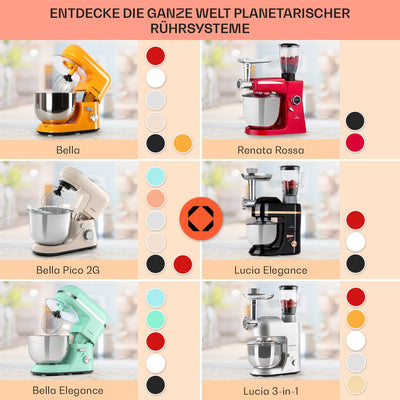 Klarstein Küchenmaschine, Knetmaschine mit 5L Schüssel, 2000W Profi Küchenmaschine mit Knethaken und Schneebesen, Universal Küchenmaschine mit 6 Stufen, Teigmaschine zum Rühren, Kneten und Aufschlagen