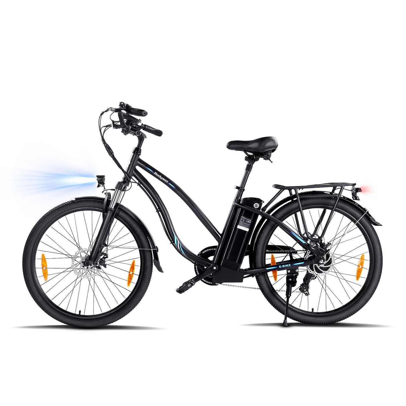 Bodywel A26 E Bike für Damen 26 Zoll Elektrofahrrad 250W Ananda Motor/36V 15,6Ah/561,6Wh Akku Reichweite 70-100km City E-Bike Damen Herren Bluetooth APP Funktion