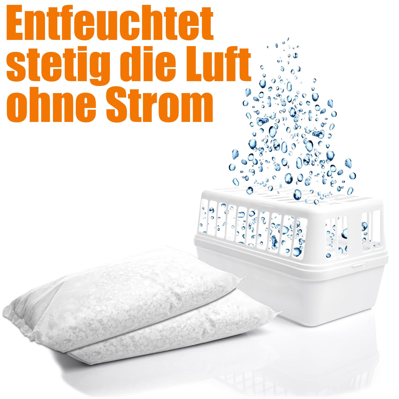 BigDean Luftentfeuchter Feuchtigkeitskiller 1,2kg Entfeuchter – Luftentfeuchterbox für große Räume - Feuchtigkeits-Stopper nachfüllbar + wiederverwendbar – inkl. 2x 1200g Luftentfeuchtergranulat