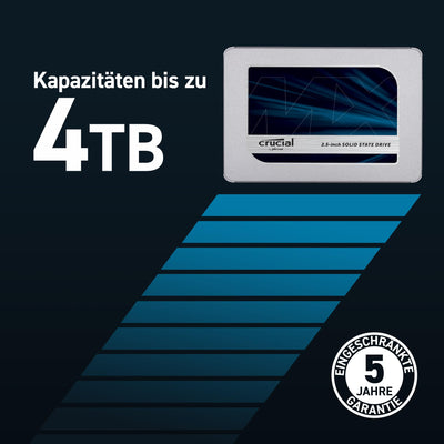 Crucial MX500 500GB 3D NAND SATA 2,5 Zoll Interne SSD, Bis zu 560 MB/s - CT500MX500SSD1