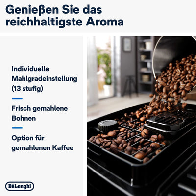 De'Longhi Magnifica Start ECAM222.20.B, Kaffeevollautomat mit Milchaufschäumdüse, für Cappuccino, mit Espresso-Direktwahltase und 2x Espresso Funktion, 13-stufiges Kegelmahlwerk, 1450 W, Schwarz