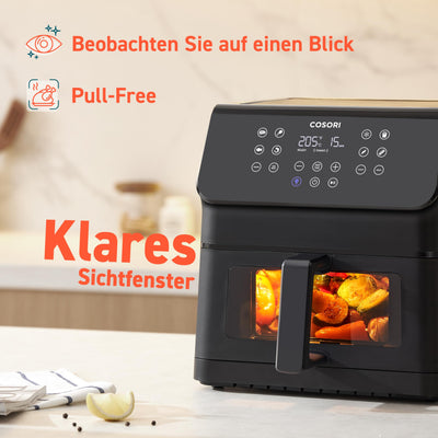 Friteuse à air chaud COSORI Airfryer, friteuse à air 12 en 1 XXL 6,2 L, friteuse à air chaud avec fenêtre de visualisation et rappel de secousse, 80 recettes, 55 % d'économie d'énergie, paniers lavables au lave-vaisselle