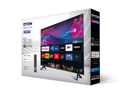 Téléviseur DYON Smart 55 VX 139 cm (55 pouces) (Smart TV 4K UHD, triple tuner HD (DVB-C/-S2/-T2), App Store, Prime Video, Netflix, YouTube, DAZN, Disney+) [Mod. [2023]