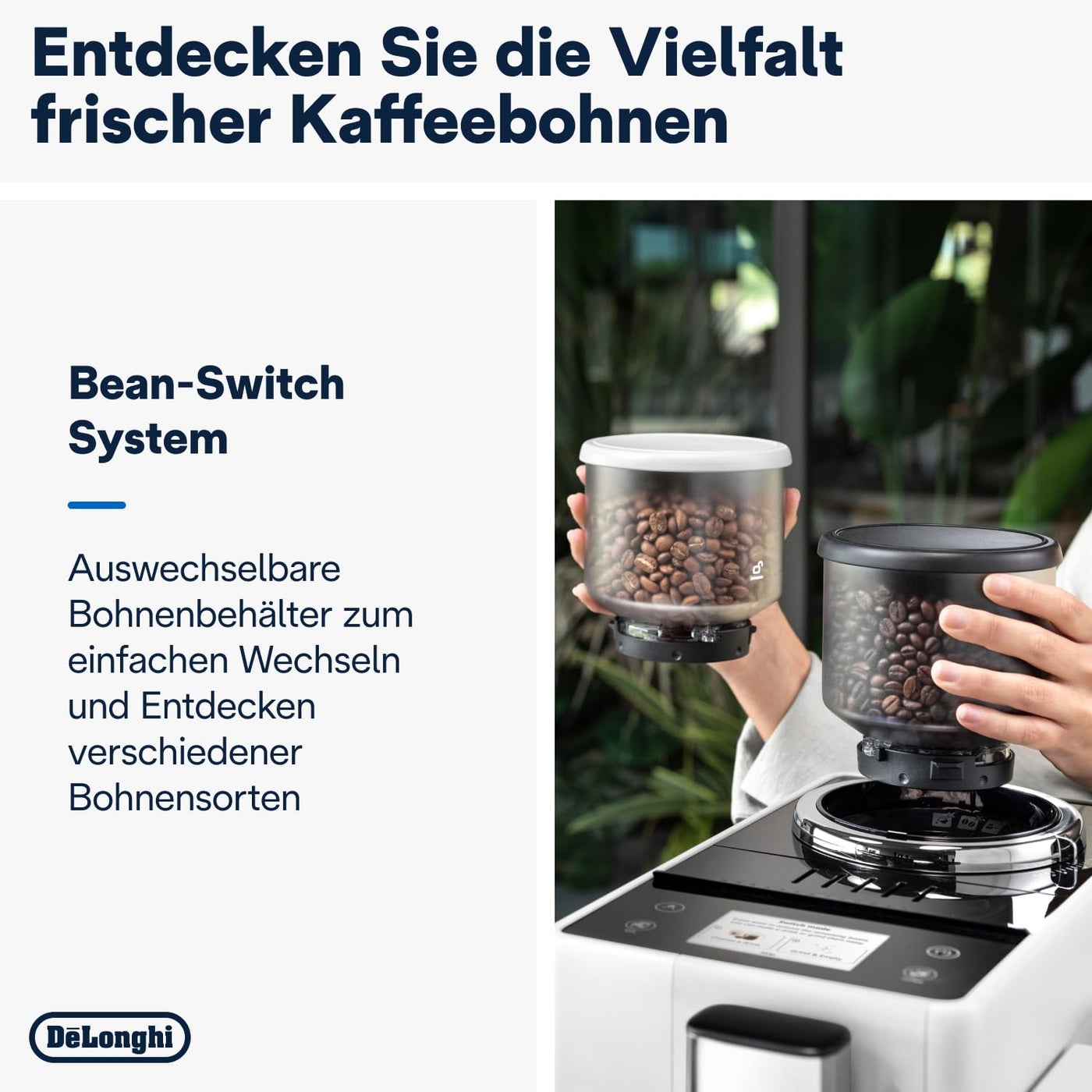 De'Longhi Rivelia EXAM440.35.BG Kaffeevollautomat mit Milchaufschäumdüse, Wechselbarer Bohnenbehälter, 8 Kaffeegetränke auf Knopfdruck, Extra-Shot-Funktion, 3,5" Touch-Display, Beige