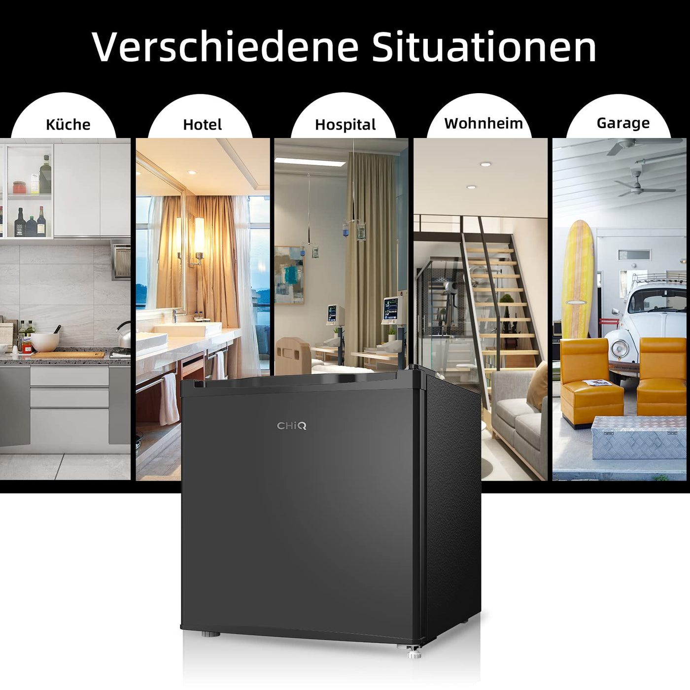 CHIQ Mini Gefrierschrank 31L, Mini Tiefkühltruhe bis zu -24°C, 4 Sterne Gefrierfunktion, 49,6 x 47,4 x 44,7 cm (HxBxT),Schwarz