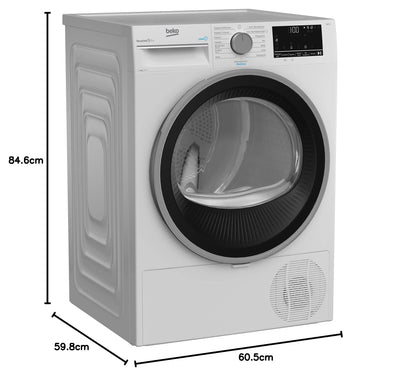 Beko B3T22491 Wärmepumpentrockner / 8kg / Dampffunktion / ProSmart Inverter Motor / Multifunktionsdisplay / 15 Programme, aus Edelstahl, Weiß