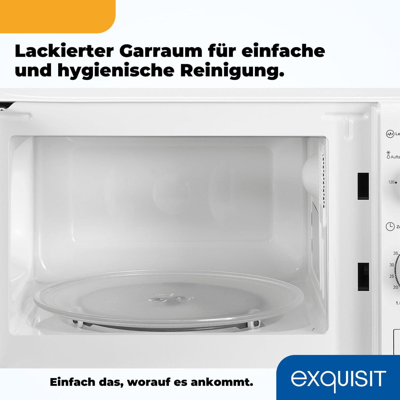 Exquisit Mikrowelle MW 802 | 700 W Leistung | 20 L Garraum | Microwellengerät platzsparend | Lackierter Innenraum | Timer | weiss