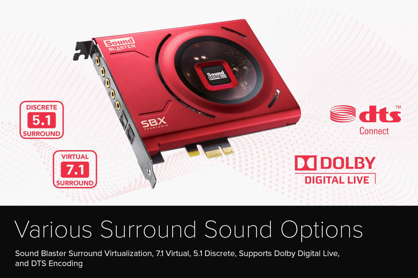 Creative Sound Blaster Z SE Interne PCI-e-Soundkarte und DAC, Kopfhörerverstärker, 116 dB SNR, Discrete 5.1/Virtual 7.1 Surround, Dolby Digital, DTS