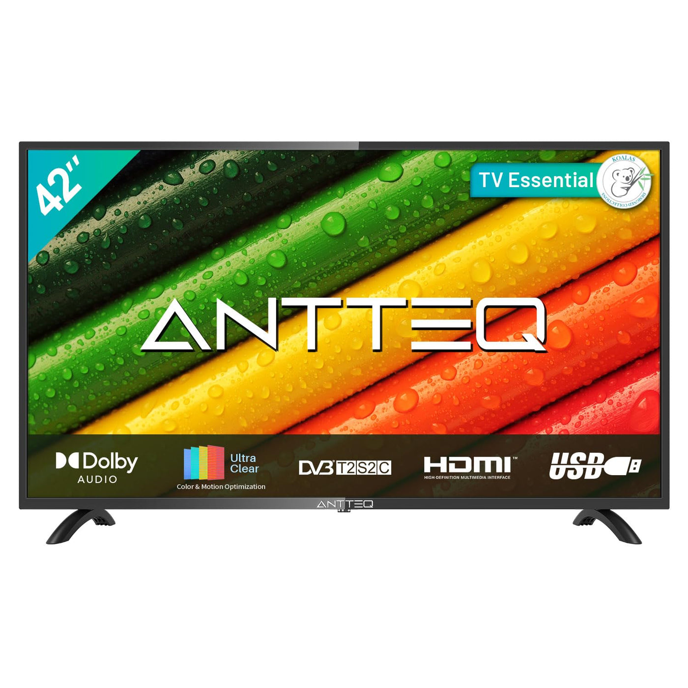 Téléviseur Antteq AB42D1 42 pouces (TV 107 cm), Dolby Audio, LED, triple tuner DVB-C / T2 / S2, CI+, HDMI, lecteur multimédia via USB, sortie audio numérique, mode hôtel inclus