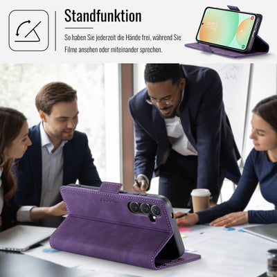 XYGLOW Handyhülle für Samsung Galaxy S24 FE Hülle Klappbar Premium PU Lederhülle Klapphülle【RFID Schutz】 Kartenfach Standfunktion Schutzhülle für Samsung S24 FE 5G Flip Case Wallet Tasche Cover,Lila