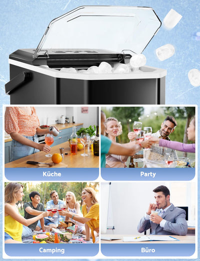 Eiswürfelmaschine, Eiswürfelbereiter Ice Maker 6-13Min Produktionszeit Ice Cube Maker, Eiswürfel Maschine (MEHRWEG)