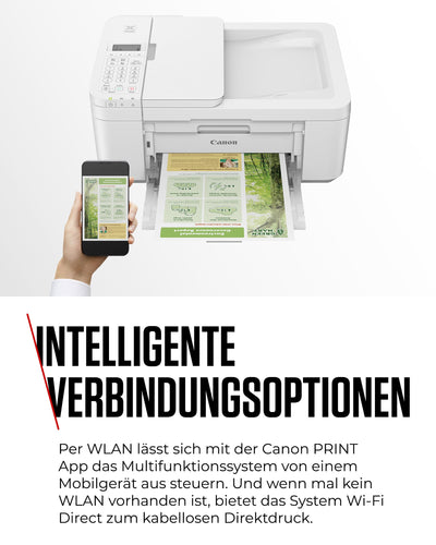 Canon PIXMA TR4751i 4-in-1 WLAN-Drucker fürs Homeoffice, Kopierer, Fax – Auto-Duplex, 20-Blatt-ADF, Fotodruck – Print Plan kompatibel – kabellos, Scannen via Cloud (Weiß)