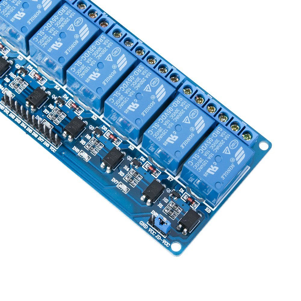 ELEGOO 8 Kanal DC 5V Relaismodul mit Optokoppler für Arduino UNO R3 1280 DSP ARM PIC AVR STM32, Blau