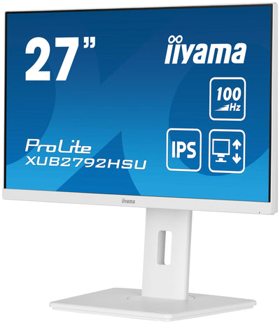 iiyama Prolite XUB2792HSU-W6 68,6cm 27" IPS LED-Monitor Full-HD 100Hz HDMI DP USB3.2 Höhenverstellung Pivot FreeSync weiß