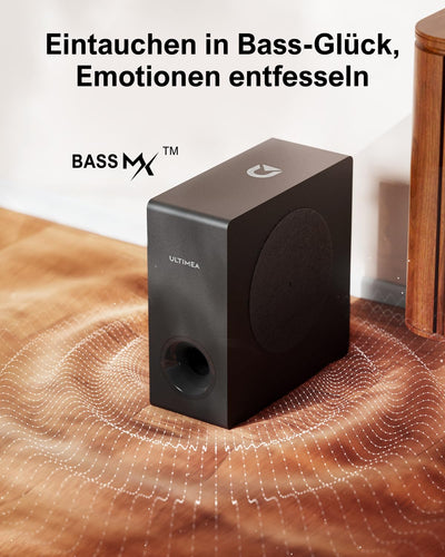 ULTIMEA Soundbar für TV Geräte mit Dolby Atmos, BassMAX, 3D Surround Sound System für TV Lautsprecher Heimkino, Soundbar mit Subwoofer, 5.3 Bluetooth PC Sound Bars, 190W Spitzenleistung, Nova S50