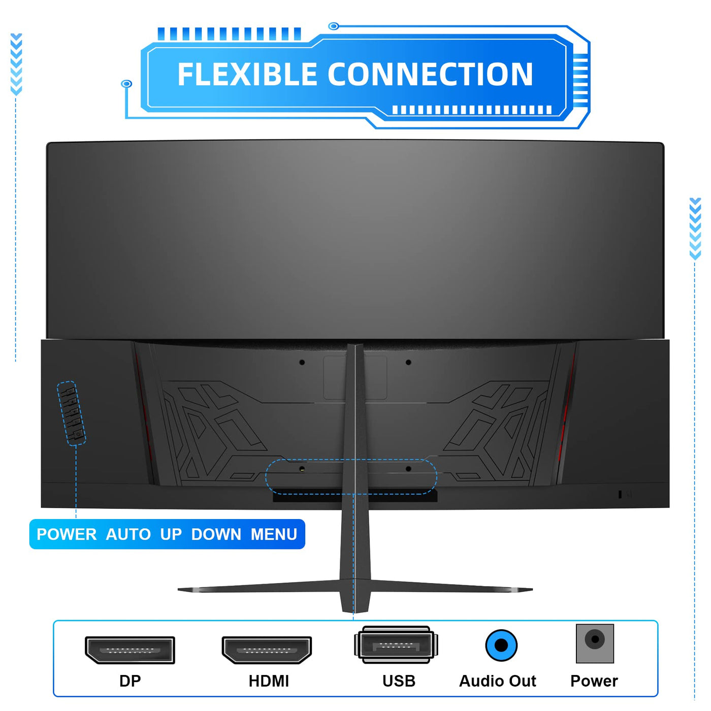 Moniteur de jeu incurvé Gawfolk 27 pouces 165 Hz/180 Hz, écran PC Full HD 1080P, écran d'ordinateur 1800R sans cadre avec technologie FreeSync et Eye Care, prend en charge VESA