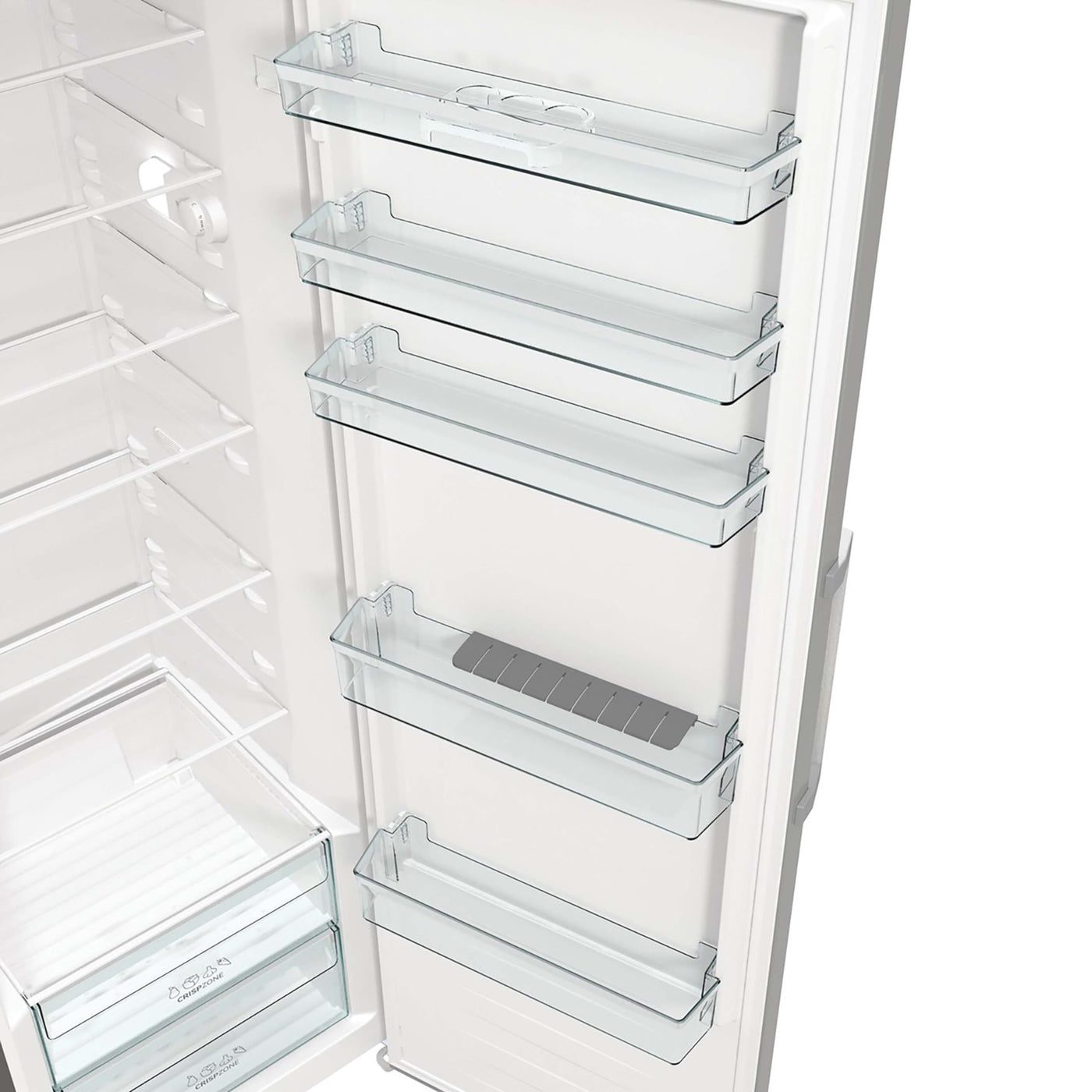 Gorenje R 619 EES5 Kühlschrank / 185cm / Umluft-Kühlsystem/Schnellkühlfunktion/Kühlteil 398 Liter/Inox Look, Silber