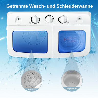 GOPLUS Mini Waschmaschine 5KG, Waschmaschine mit Schleuder & Timer, Camping Waschmaschine, Reisewaschmaschine Toplader, 450W, für kleine Wohnungen