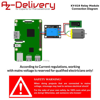 AZDelivery 3 x 1-Relais 5V KY-019 Modul High-Level-Trigger kompatibel mit Arduino und Raspberry Pi inklusive E-Book!