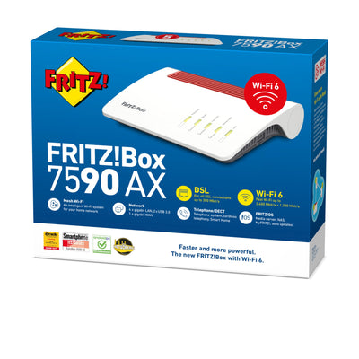 AVM FRITZ!Box 7590 AX Exclusive Edition (Wi-Fi 6 DSL-Router 2.400 MBit/s (5GHz) & 1.200 MBit/s (2,4 GHz), inklusive SanDisk USB-Stick, WLAN Mesh, DECT-Basis, deutschsprachige Version)