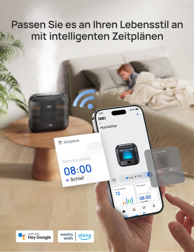 Dreo Smart Luftbefeuchter für Schlafzimmer, oben befüllbarer 4L Supergroßer Kühler Nebel Humidifier mit Öl Diffusor und Nachtlicht, 32 Stunden Laufzeit, leiser Ultraschall Luftbefeuchter Zuhause