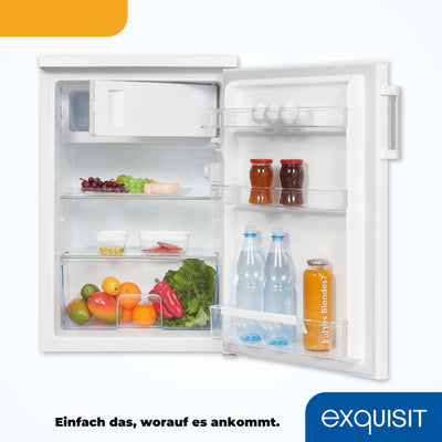 Exquisit Kühlschrank mit Gefrierfach, 120 Liter, 4-Sterne-Gefrierfach, Kühlschrank freistehend, KS516-4-H-010D weiss