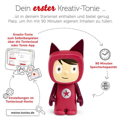 tonies Toniebox Starter Set inkl. 1 Kreativ Figur – Audioplayer für Hörbücher und Lieder für Kinder, einfach zu bedienende kabellose Musikbox BZW. Lautsprecher, 7 Std. Akku, Beere