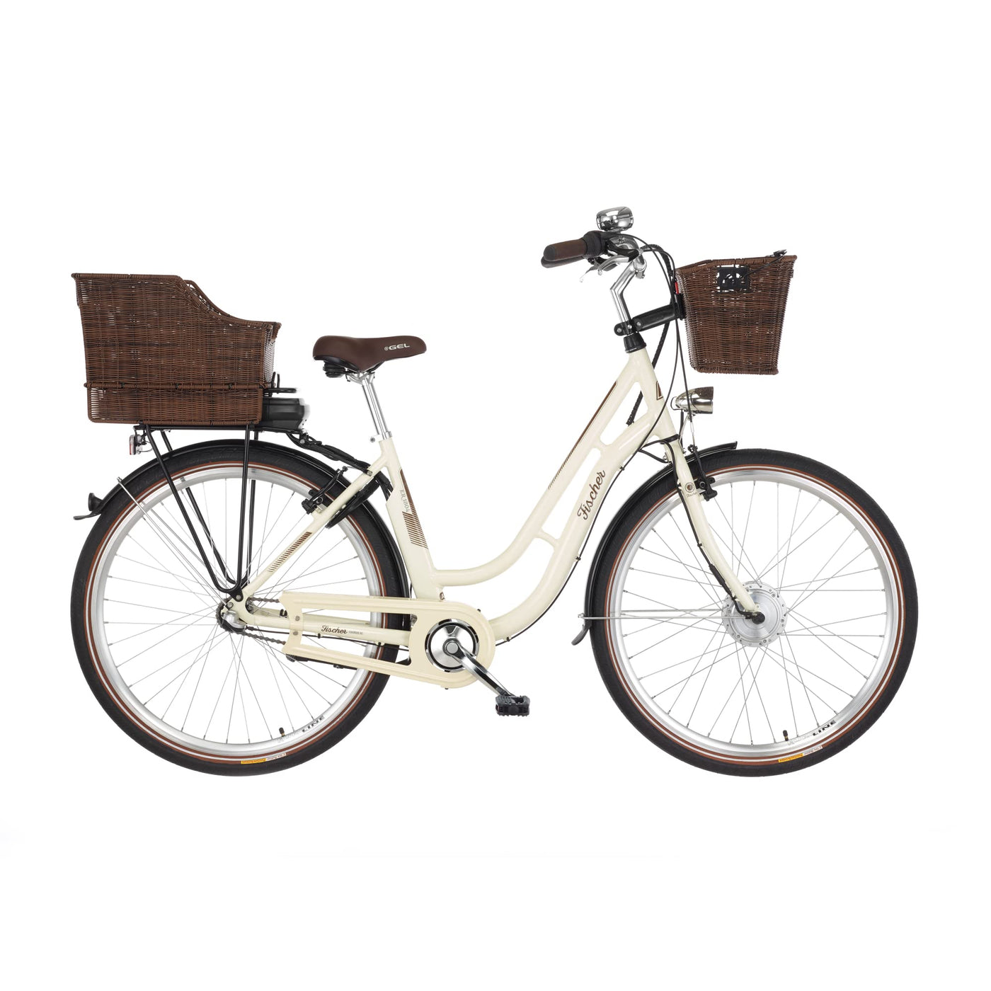 Fischer E-Bike City, CITA ER1804 Elektrofahrrad für Damen, RH 48 cm, Frontmotor 32 Nm, 36 V Akku, Elfenbein glänzend, 28 Zoll