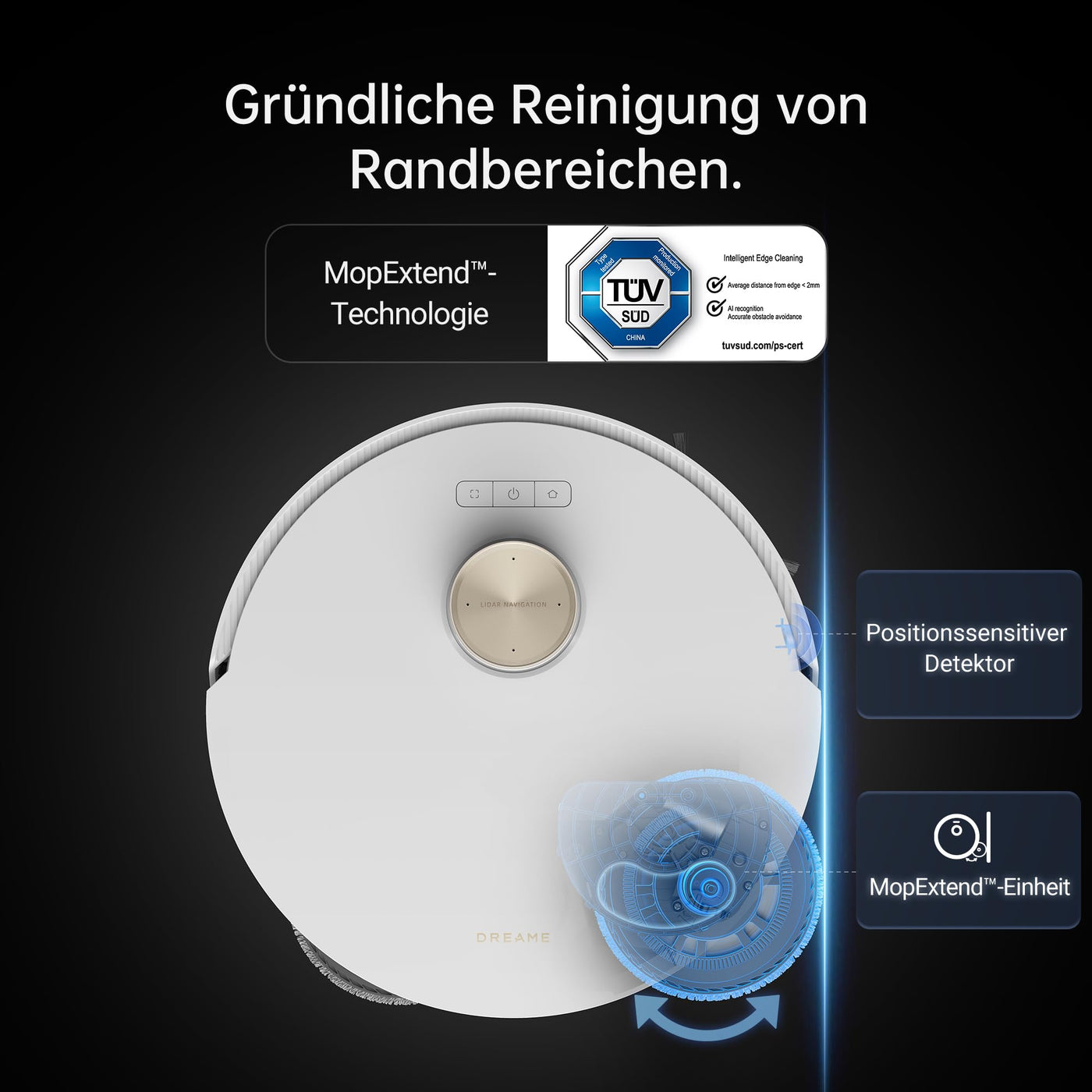 dreame L20 Ultra Complete Roboter Staubsauger mit Zubehör-Kit, 7000 Pa Saugroboter mit Wischfunktion, MopExtend™-Technologie, anheben der Wischmopps, AI Action, selbstreinigender Basisstation