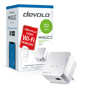 devolo Magic 1 WiFi mini: Ergänzungsadapter für zuverlässiges WLAN einfach via Stromleitung durch Wände und Decken, Mesh, G.hn-Technologie, Gäste-WLAN, Schweizer Stecker