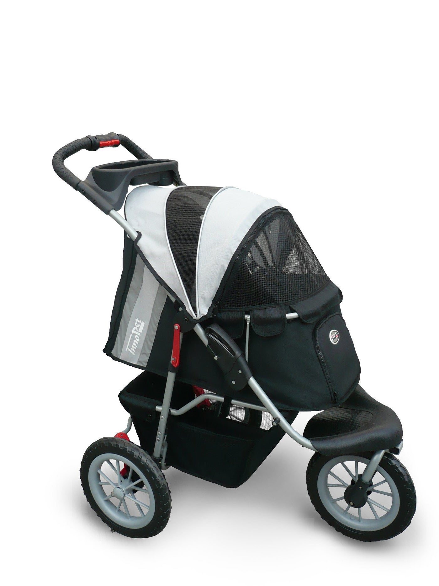 Pet Stroller IPS-070 Schwarz/Silber Hundetragetasche Trolley Innopet Comfort EFA Buggy Faltbarer Haustierbuggy Kinderwagen Kinderwagen für Hunde und Katzen