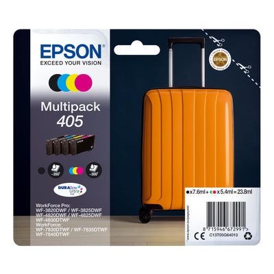 Epson Orginal 405 Tinte Koffer Multipack 4-farbig Standard WF-3820DWF WF-3825DWF WF-4820DWF WF-4825DWF WF-4830DTWF WF-7830DTWF WF-7835DTWF WF-7840DTWF DURABrite Ultra Ink, ReadyPrint Flex-Tintentarife