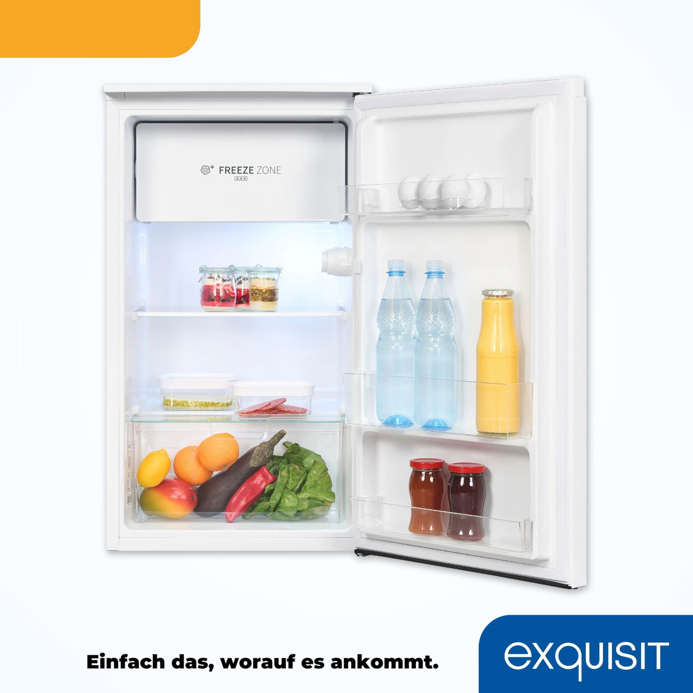 Exquisit Kühlschrank mit Gefrierfach, 82 Liter, Freistehend, Kompakt, 3-Sterne, KS5117-3-010E weiss