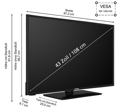 Téléviseur/Smart TV Telefunken D43U551X1CWI 43 pouces (4K Ultra HD, HDR Dolby Vision, triple tuner, Dolby Atmos) - 6 mois HD+ incl.