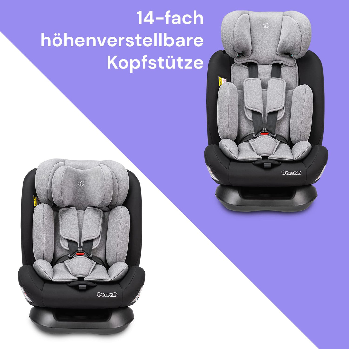 Booboo Safety London Kindersitz ohne Isofix i-Size Reboarder, von 40 bis 150 cm, Baby Autositz- Black Grey