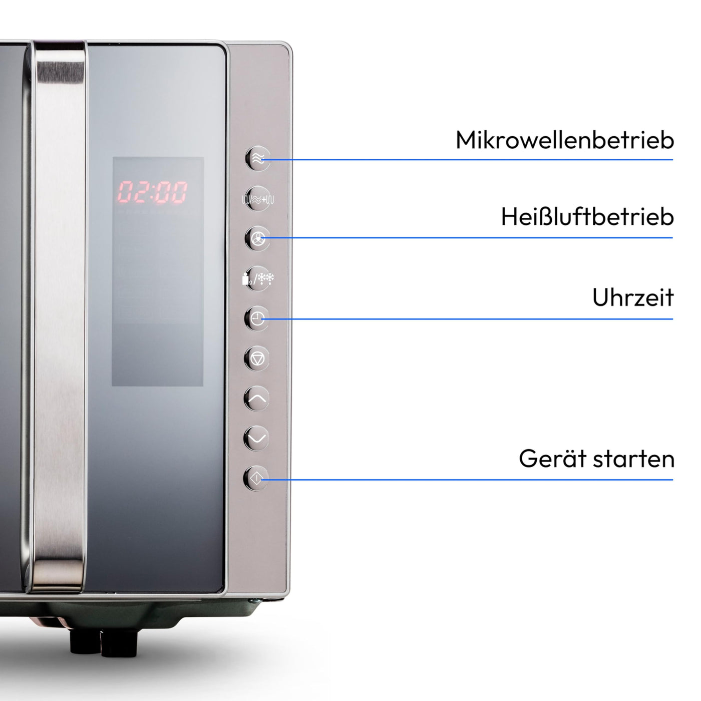 MEDION 3 in 1 Mikrowelle mit Grill und Heißluft Funktion (23 Liter, 800 Watt Leistung, 1200 Watt Obergrill-/Heißluftleistung, freistehend, MD17495) silber