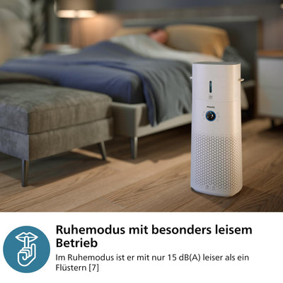 Philips 3000 Series 2-in-1-Kombigerät für Luftreinigung und -befeuchtung, 131 m2, NanoProtect HEPA- und Aktivkohlefilter entfernt 99,97% aller unsichtbaren Partikel, Weiß (AC3737/10)